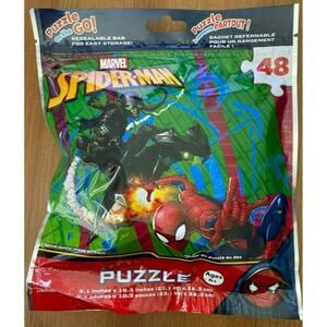 Marvel Spiderman 48 piece Puzzle on the Go Pouch NEW Resealable Bag Fun Comics